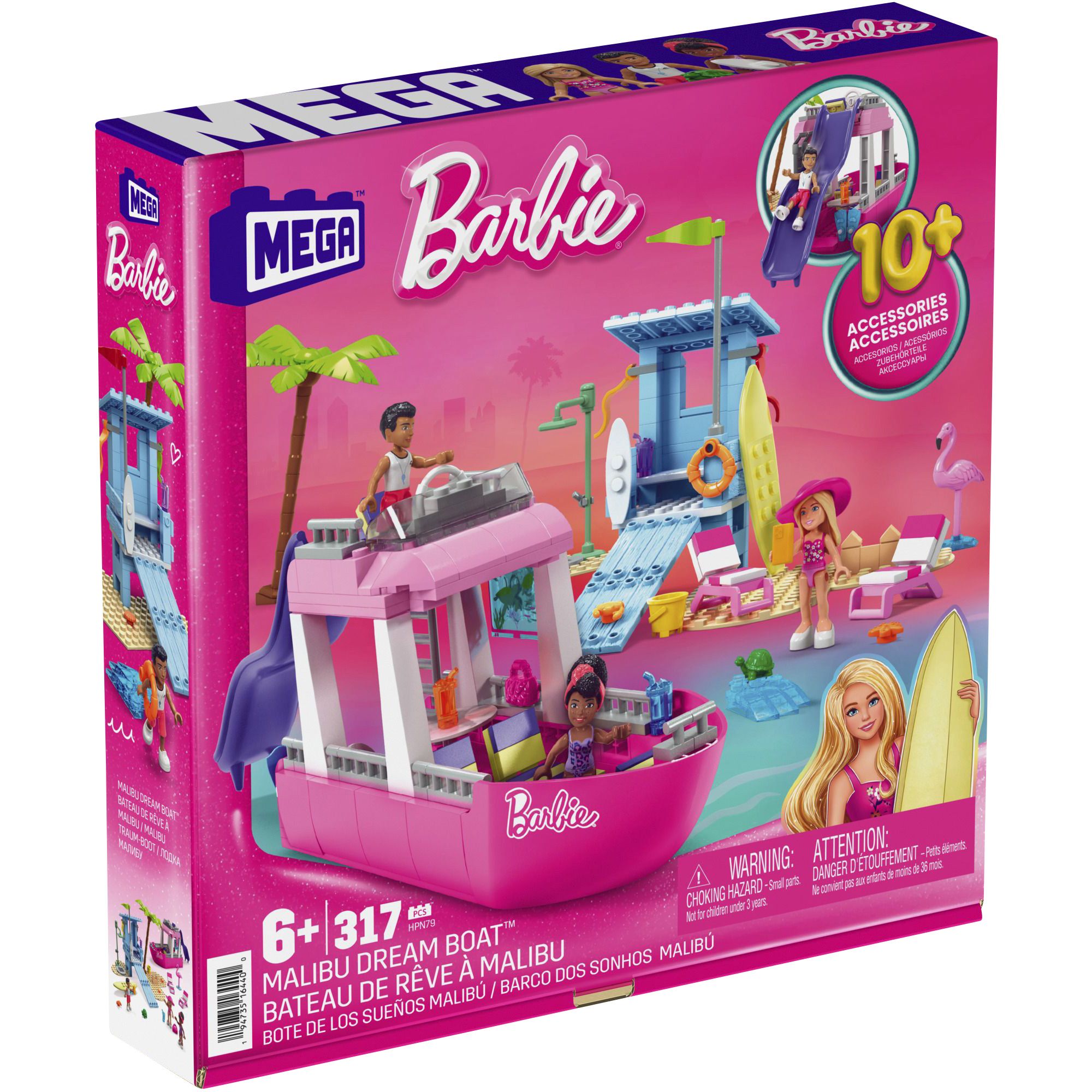 Fingerhut - Mega Bloks MEGA Barbie Malibu Dream Boat 317-Pc