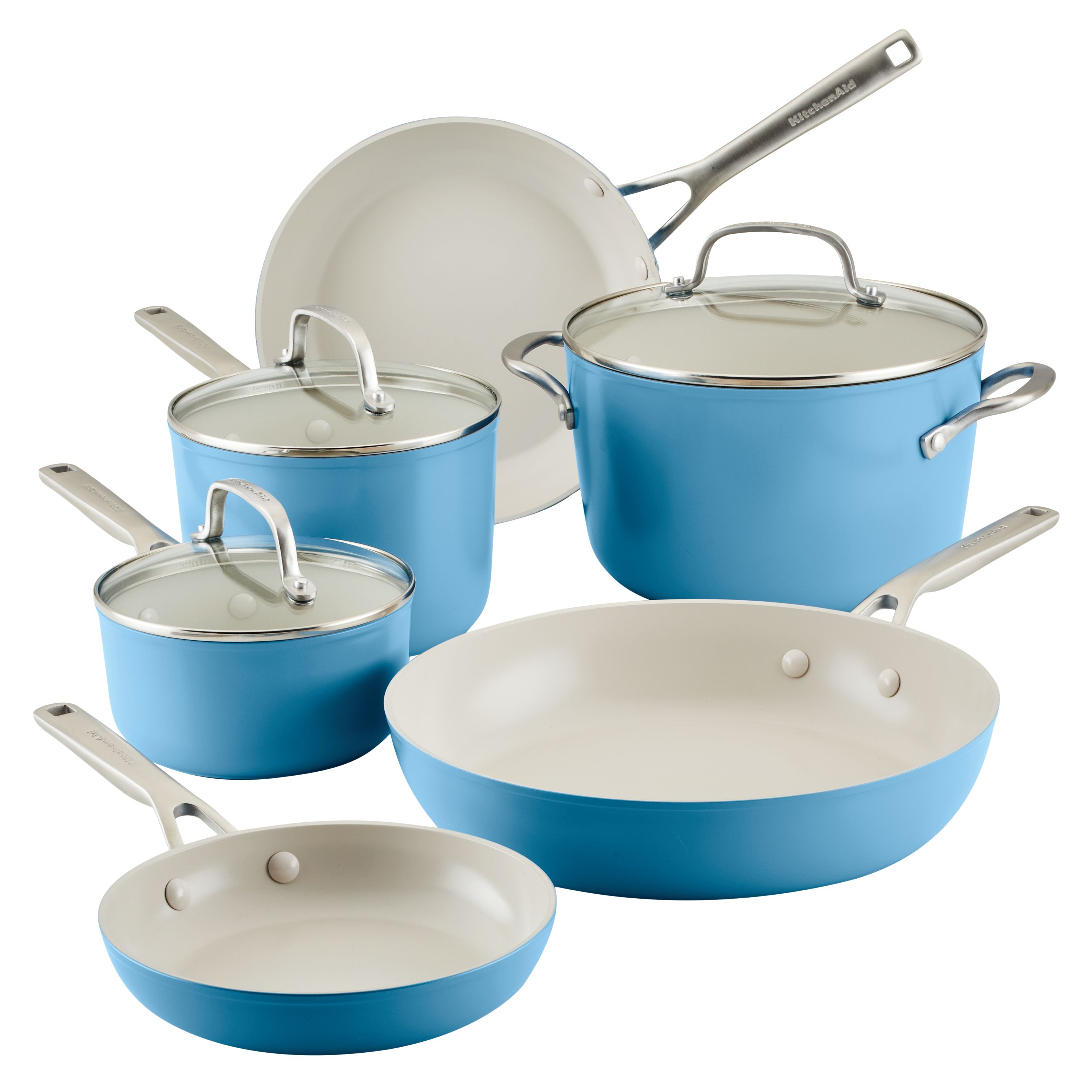 Fingerhut - KitchenAid 10-Pc. Stainless Steel Cookware Set