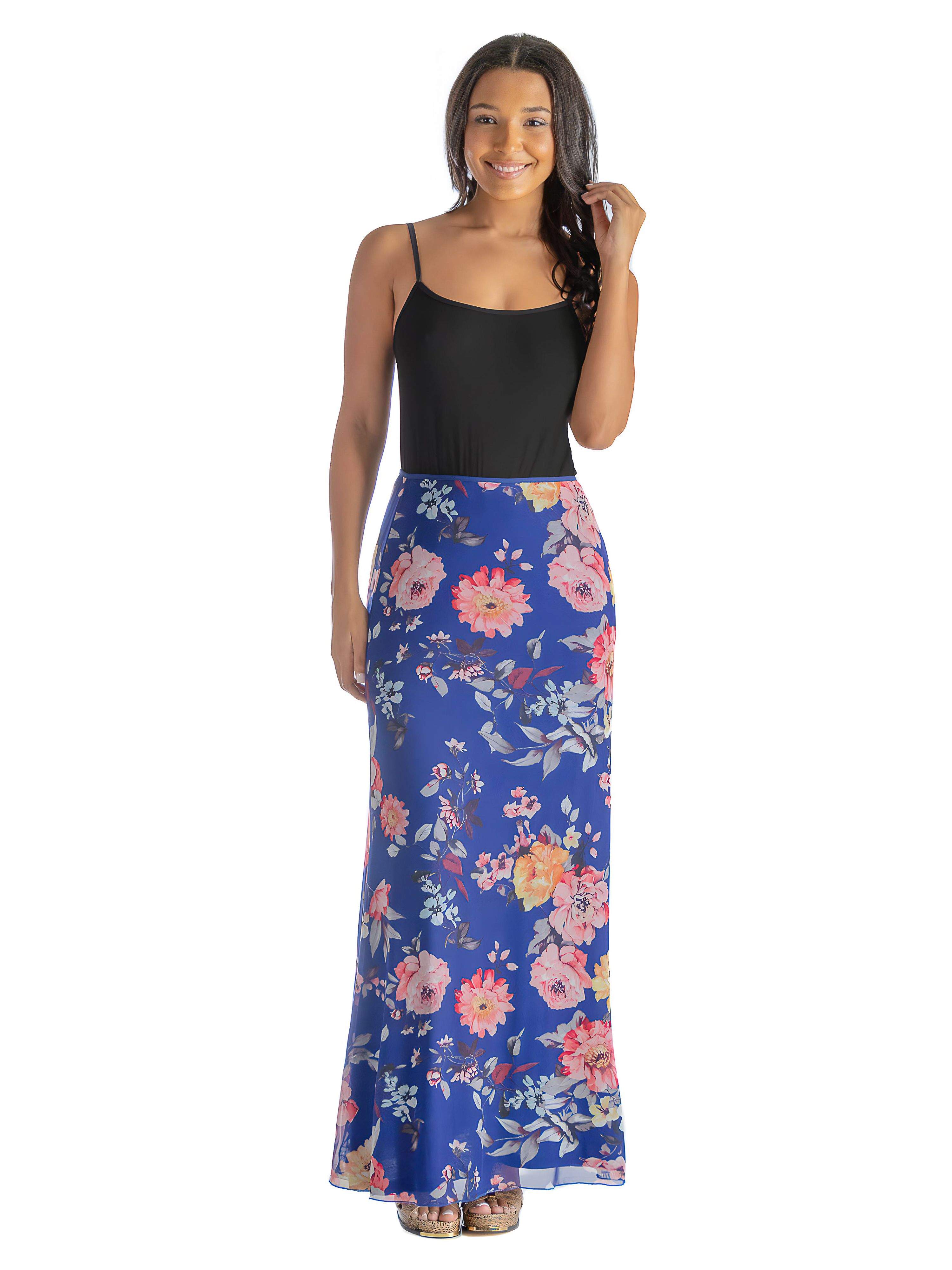 Sheer overlay maxi outlet skirt