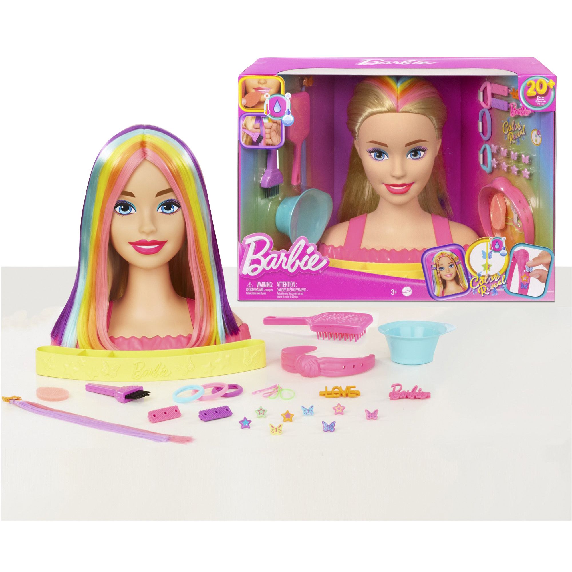 Barbie Totally Hair Deluxe Neon Styling Head - Straight Blonde Hair