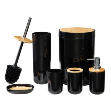 Black Bathroom Set , Black Bathroom Accessories Set, Toothbrush Holder,  Bathroom With Trash Can, Soap Dispenser , Toilet Brush 