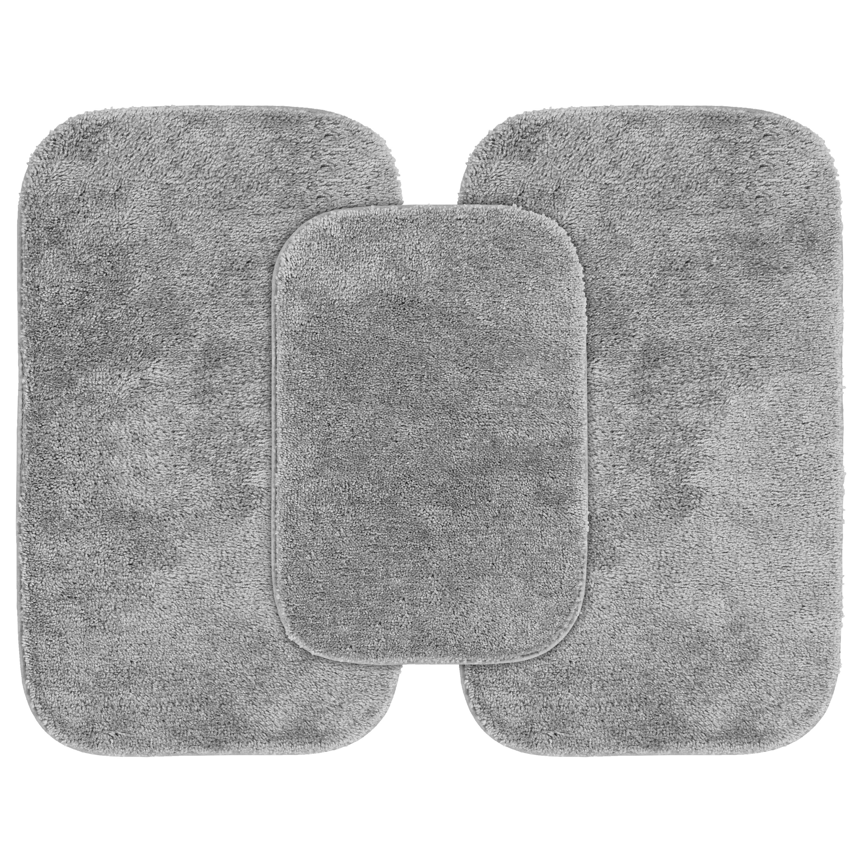 Garland Rug Traditional 4 Piece Nylon Washable Bathroom Rug Set Platinum Gray