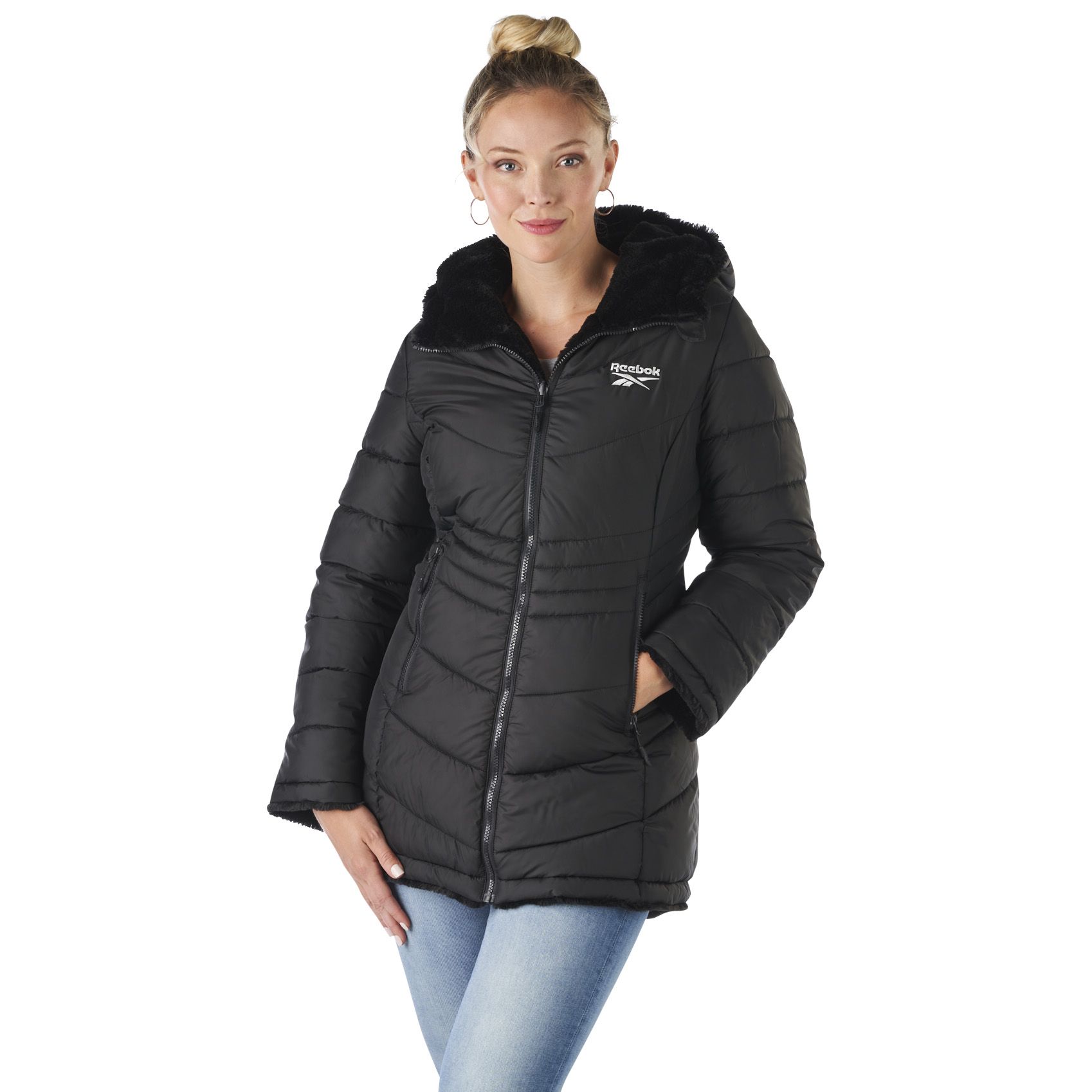 Reebok Women's Reversible Puffer to Faux Fur Jacket