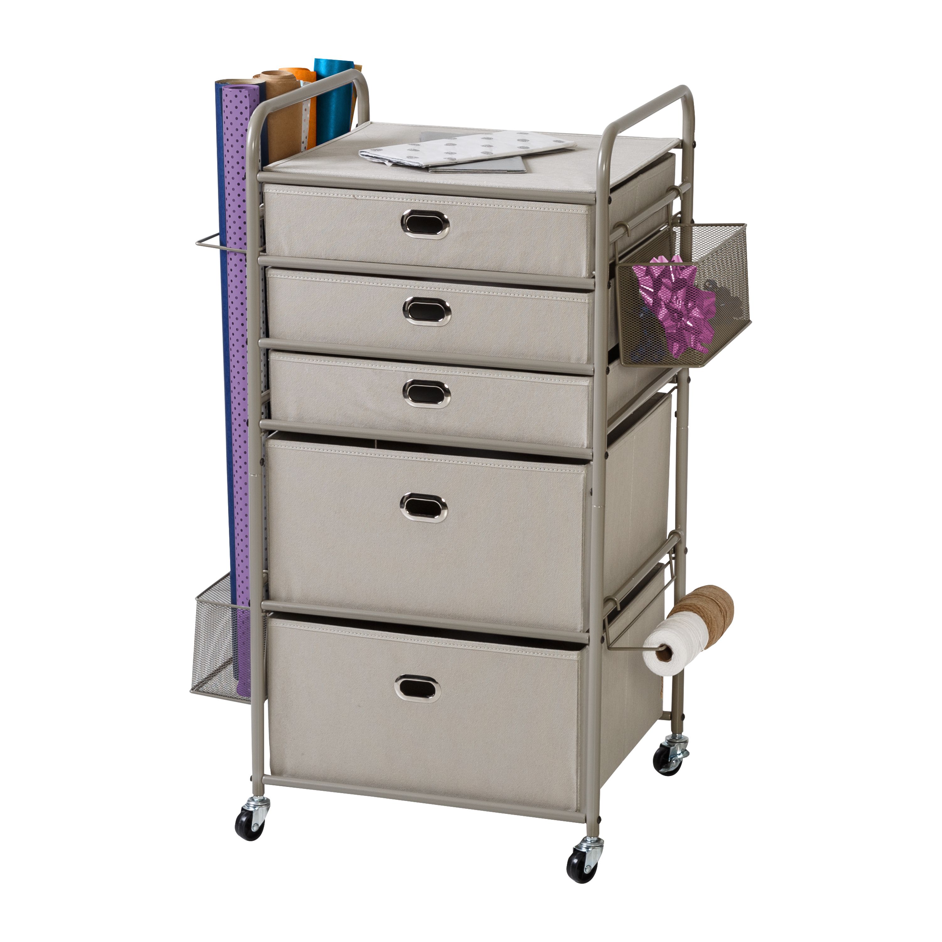 Fingerhut - Honey-Can-Do Wrapping Paper Storage Cart with Wheels