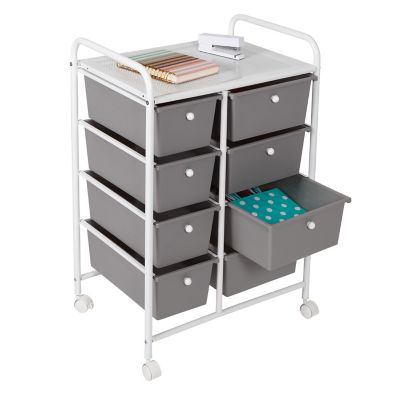 Honey Can Do Black Rolling Craft Cart with Wheels, Pegboard, Shelf, and Metal Basket