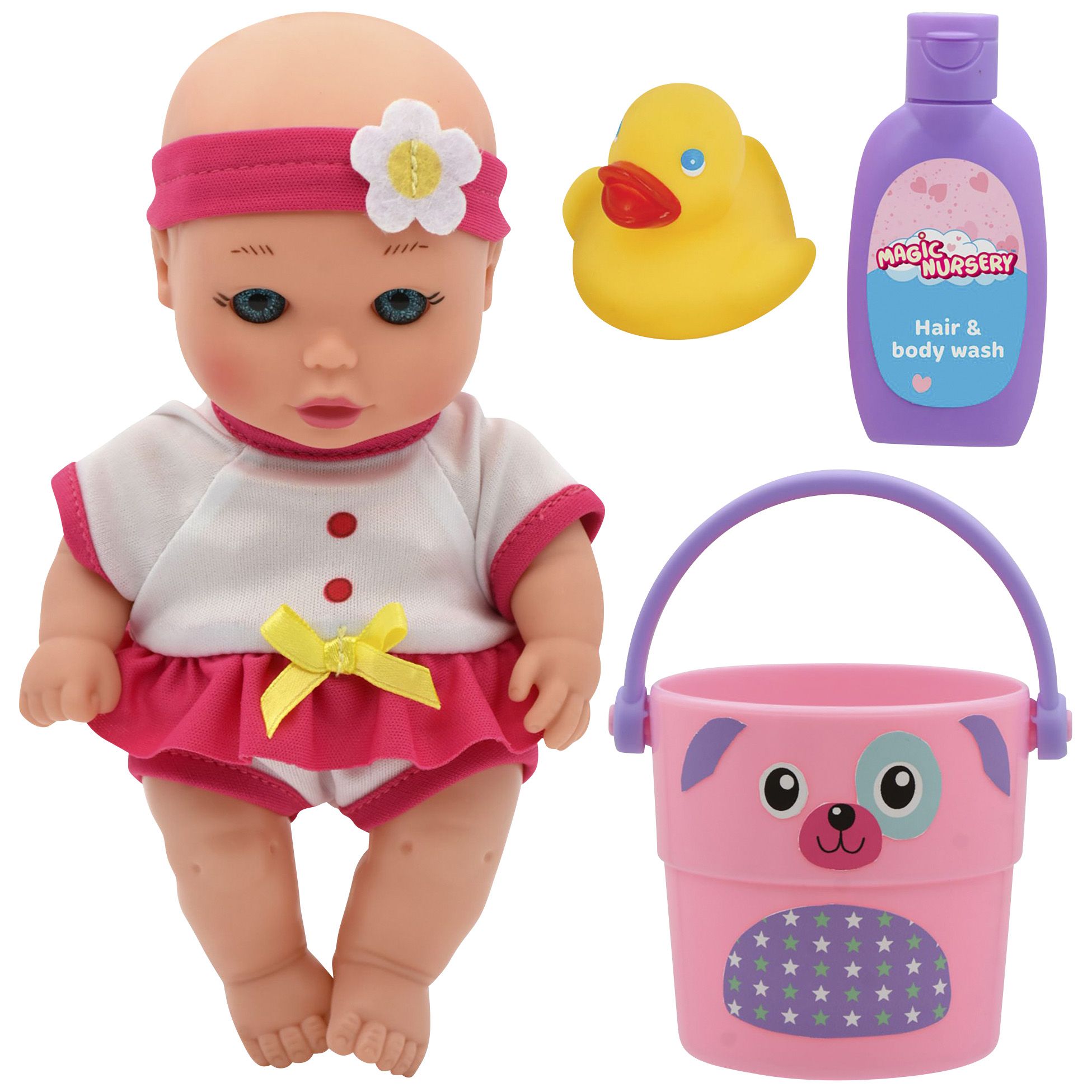 Fingerhut - New Adventures Magic Nursery Love Buckets Bath-Safe 8 Baby  Doll Playset