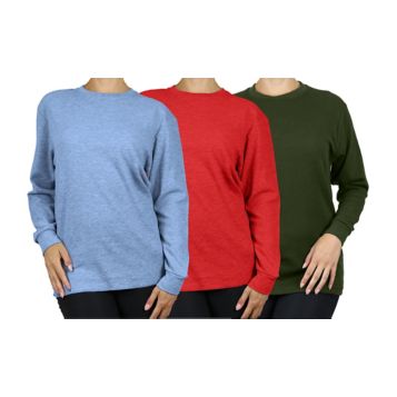 Women's Long-Sleeve Crewneck Cotton Undershirt, Package of 3