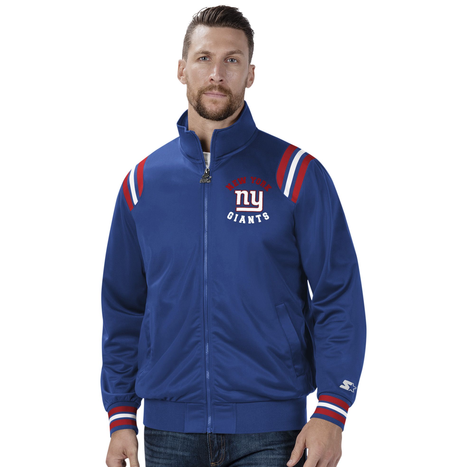 NFL Mens NY Giants Track Jacket, Blue, Large (Regular)