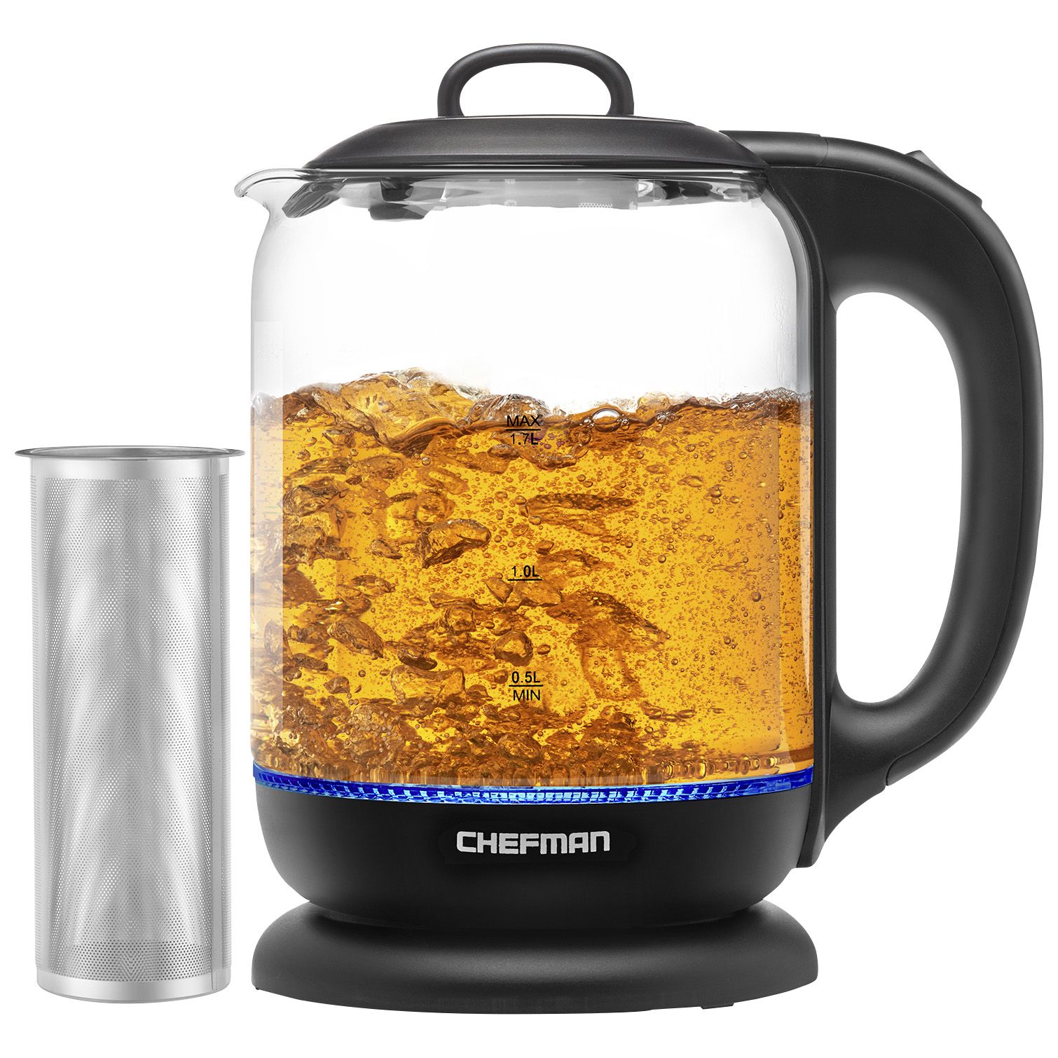 Fingerhut - Chefman 7-Cup Electric Glass Kettle with LED Boil Lights and Tea  Infuser