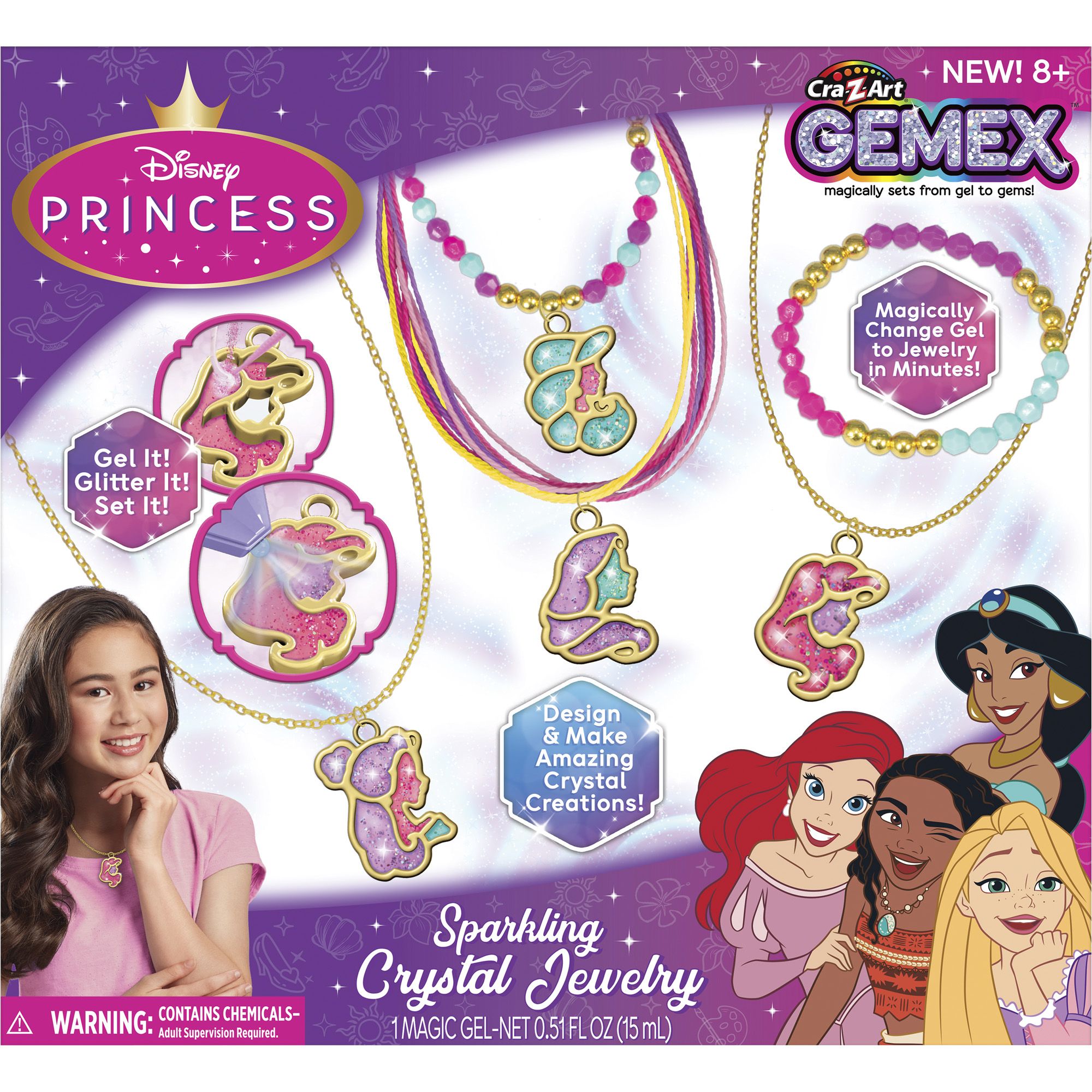 Fingerhut - Cra-Z-Art Disney Princess Gemex Sparkling Crystal Jewelry Kit