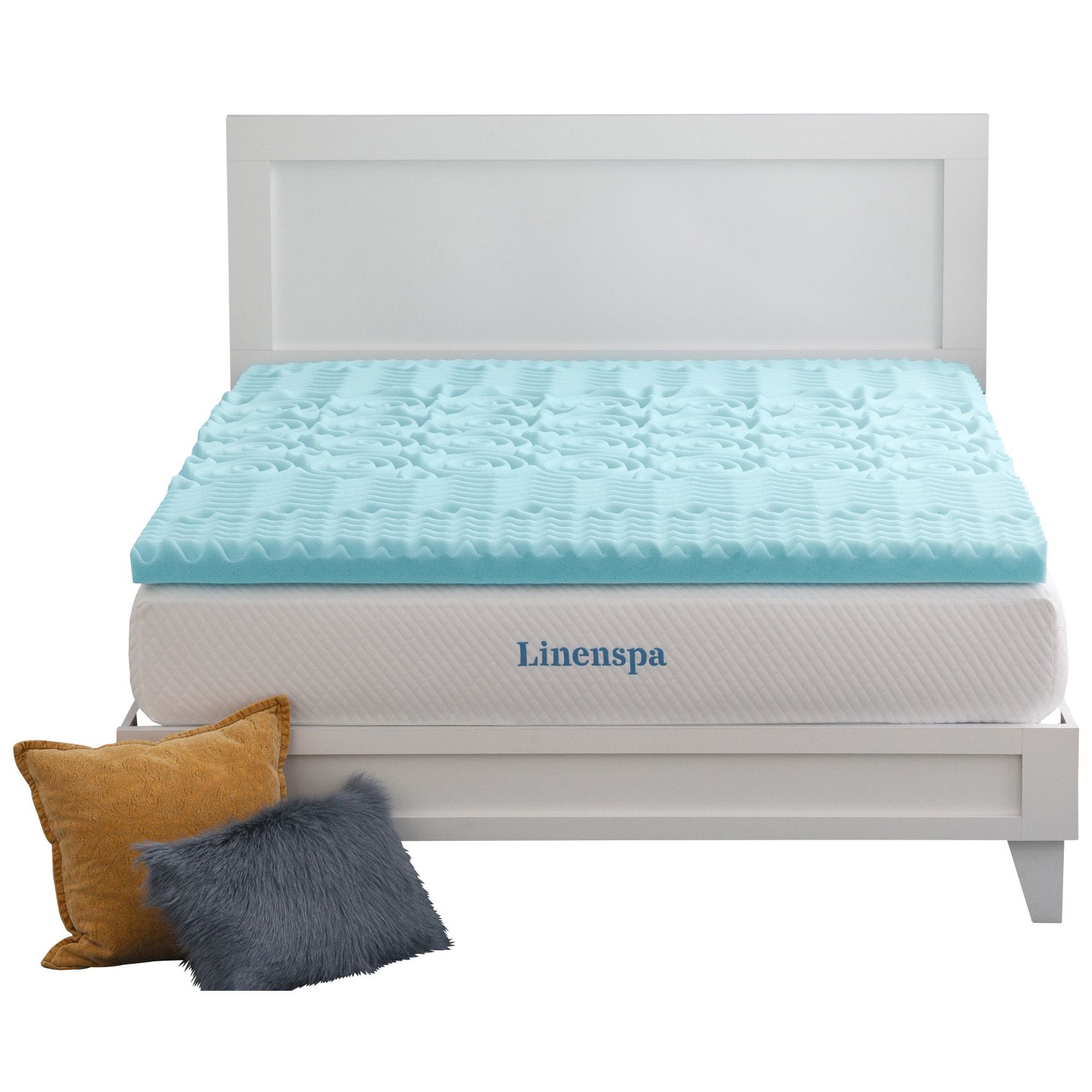 Linenspa Essentials Zoned Gel Memory Foam Mattress Topper - Blue (Full - 3 inch)