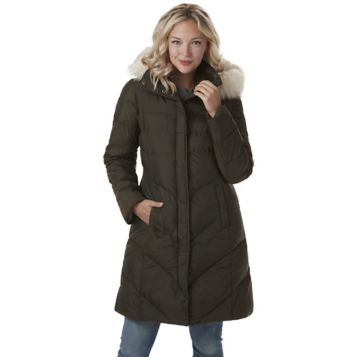 Larry levine quilted down faux fur hood on sale coat