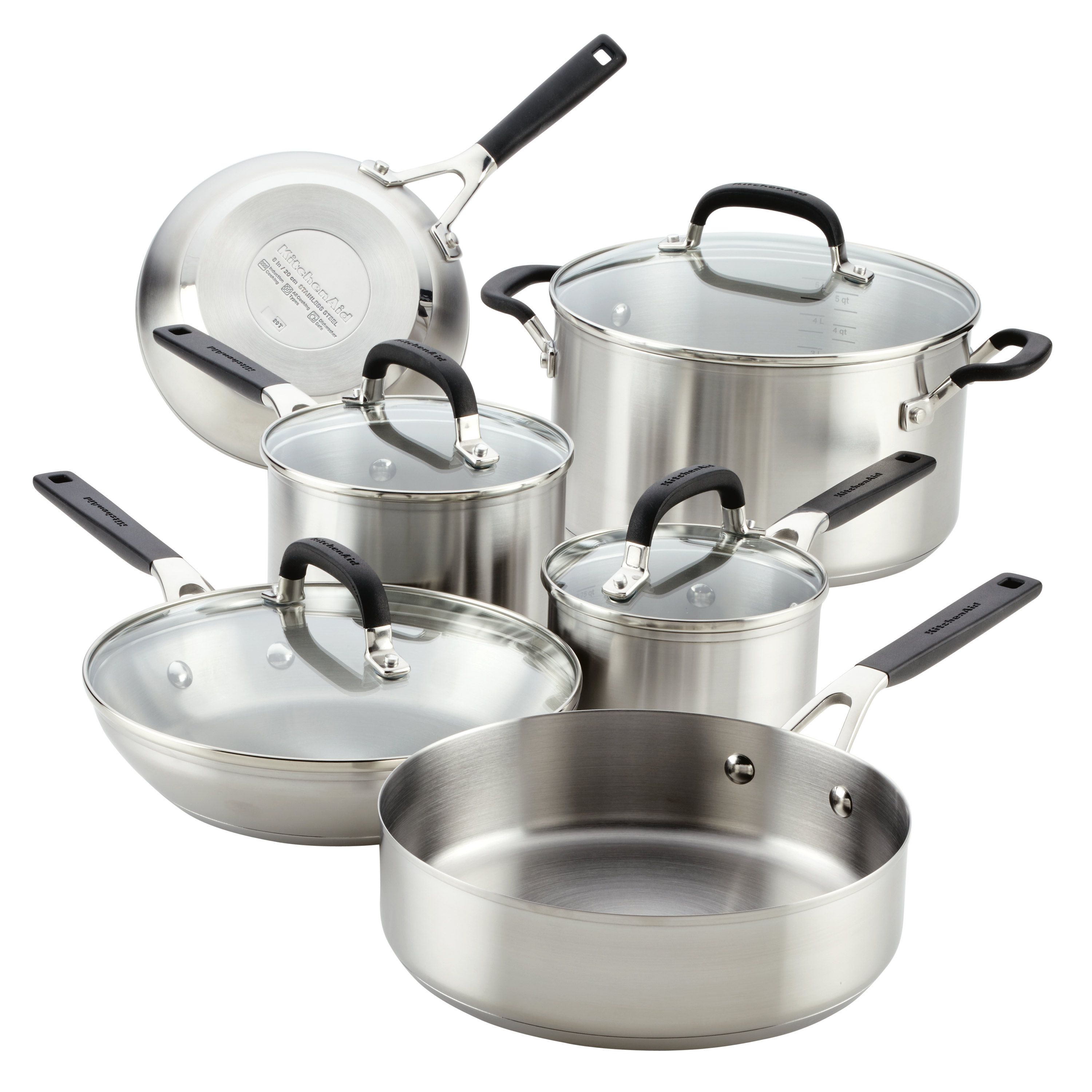 Fingerhut - KitchenAid 10-Pc. Stainless Steel Cookware Set