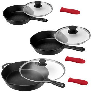 Fingerhut - 8-Pc. Pre-Seasoned Cast Iron Cookware Set