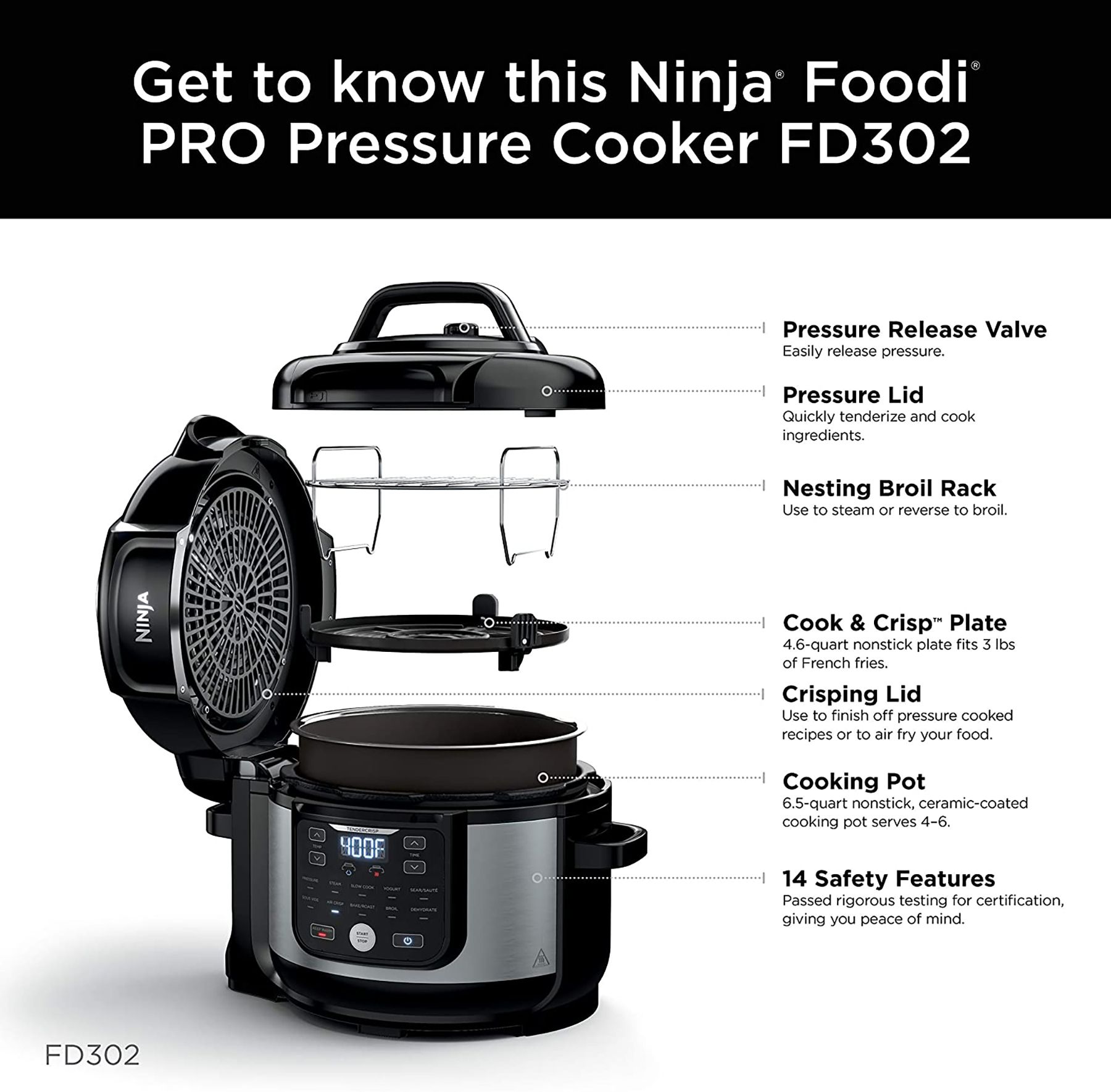 Fingerhut - Ninja Foodi Pro 11-in-1 6.5-Qt. Pressure Cooker + Air Fryer