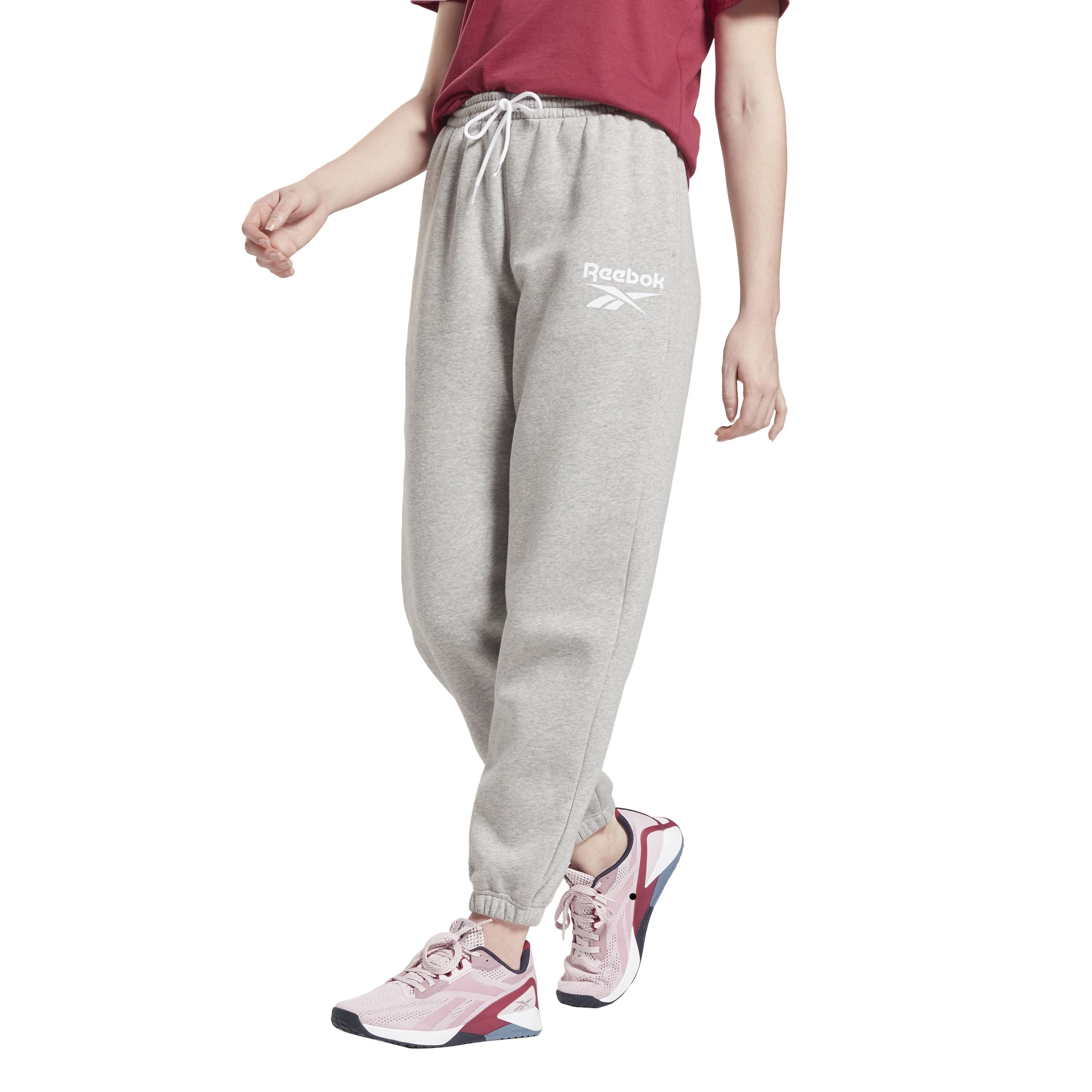 Reebok Women Identity Logo Fleece Joggers - Classic White Mel