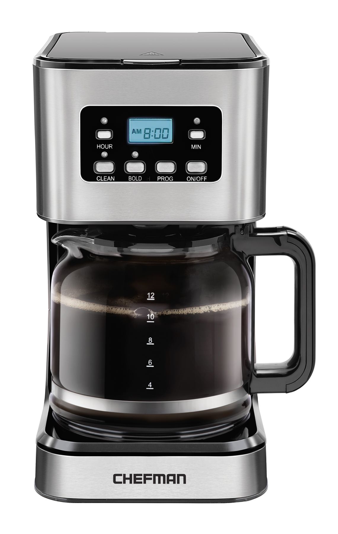 Hamilton Beach 12 Cup Programmable Drip Coffee Maker with 3 Brew Options,  Glass Carafe, Auto Pause and Pour, Black with Stainless Accents (46299)