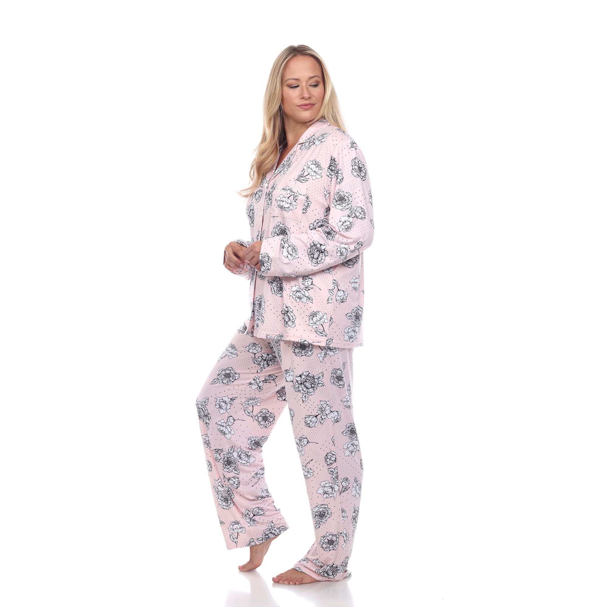 Fingerhut - White Mark Women's Plus 2-Pc. Floral-Print Long-Sleeve Pajamas  Set