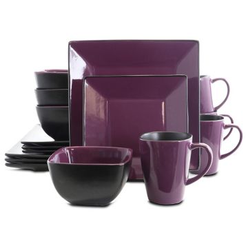 Elama Mulberry Set of 6 (14 oz) Purple Stoneware Mugs