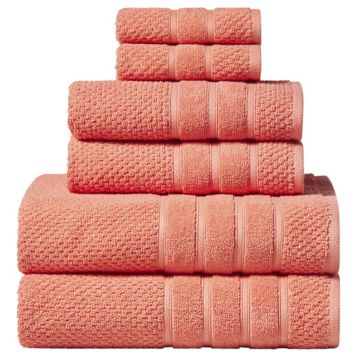 Egyptian Cotton Plush Heavyweight Absorbent Luxury 9 Piece Towel Set Coral