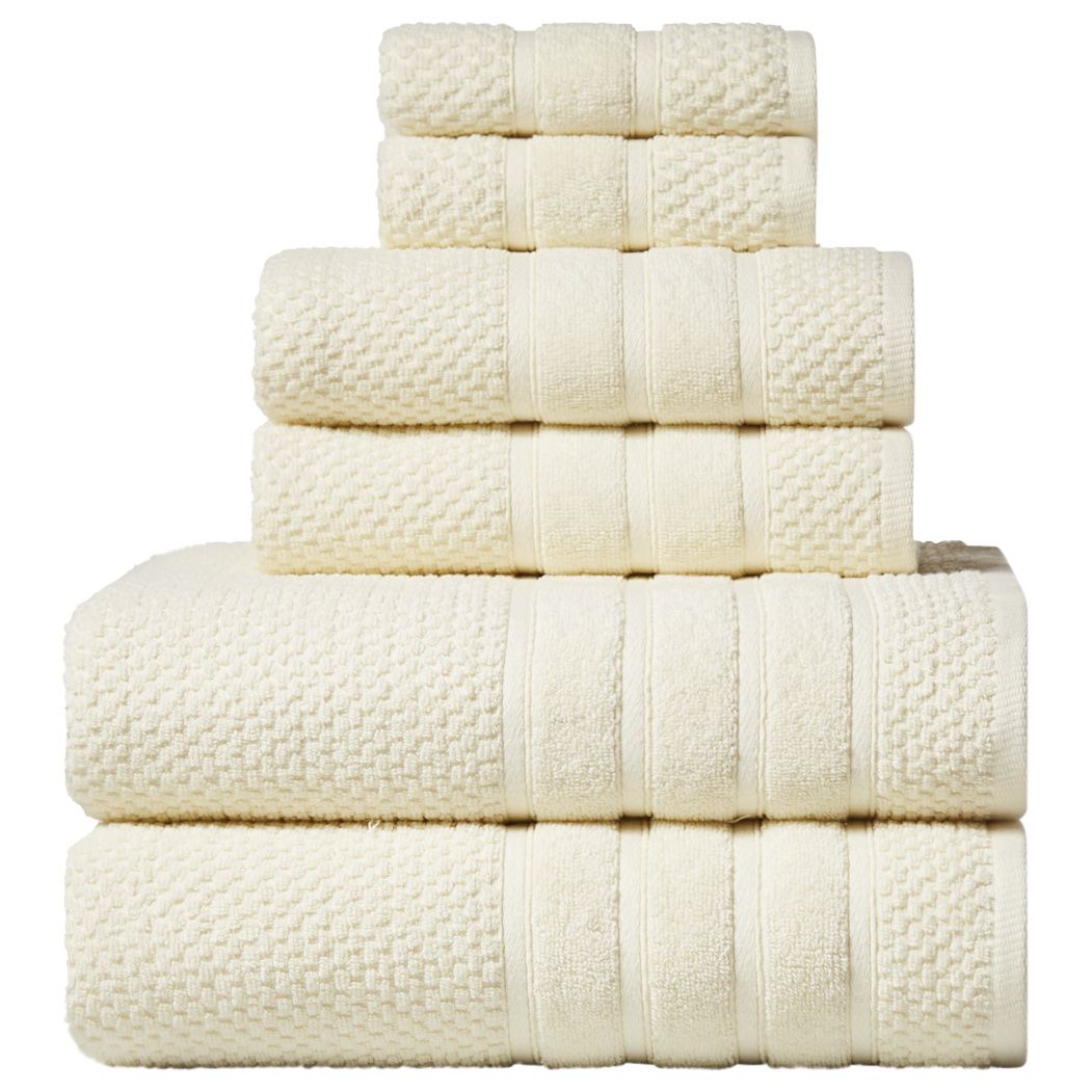 6-Piece Bibb Home 100% Egyptian Cotton Towel Set