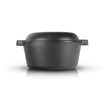 Fingerhut - Commercial Chef 5-Qt. Pre-Seasoned Cast Iron Dutch Oven with  Skillet Lid