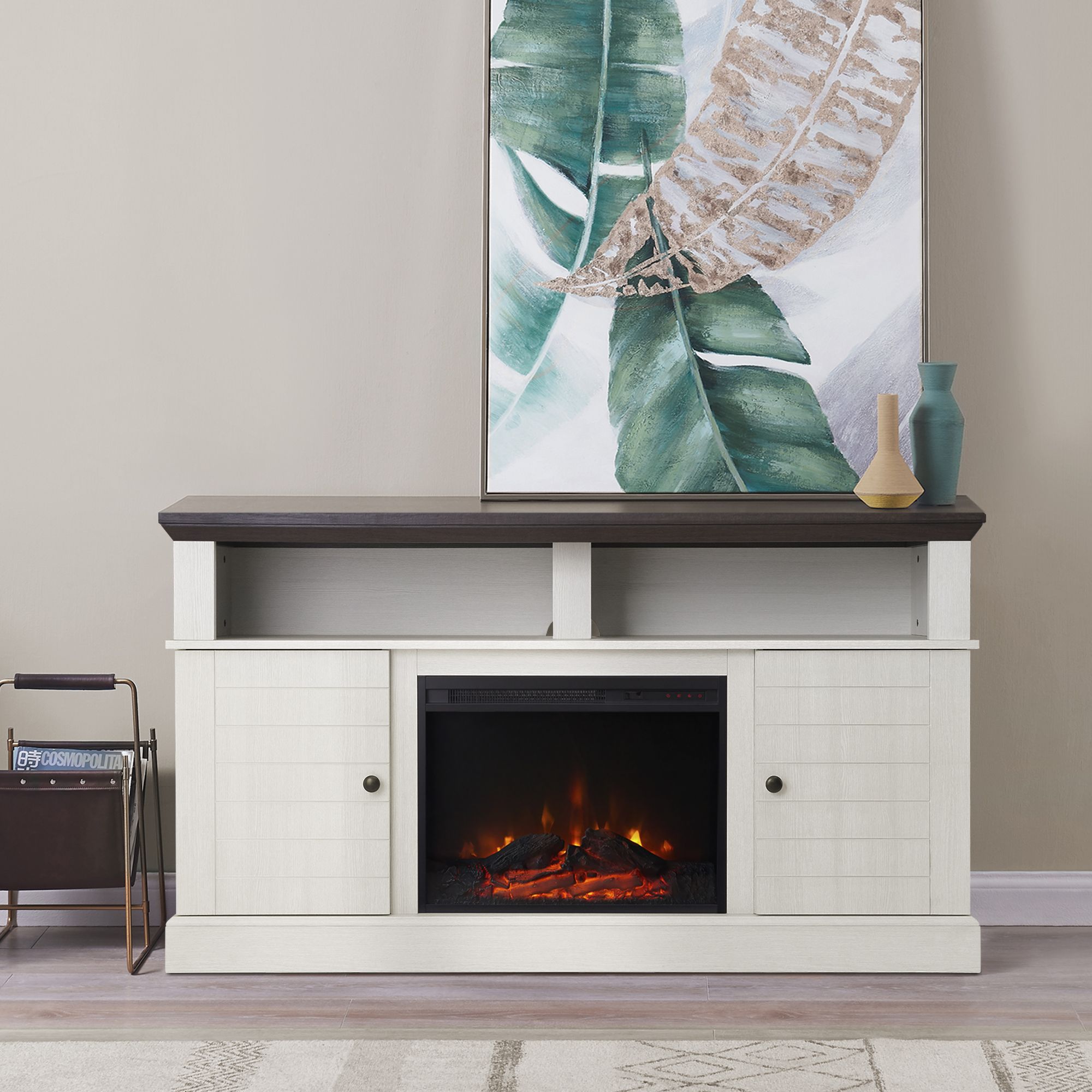 Fingerhut - Teamson Home Eliana Modern 60 Electric Fireplace TV Stand