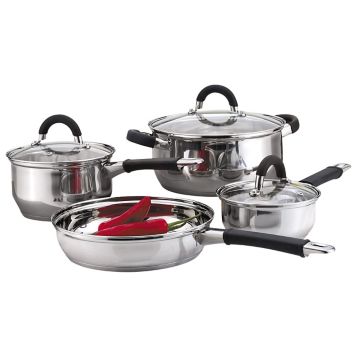 Gourmet Edge 7 Piece Stainless Steel Cookware Set with Glass Lids