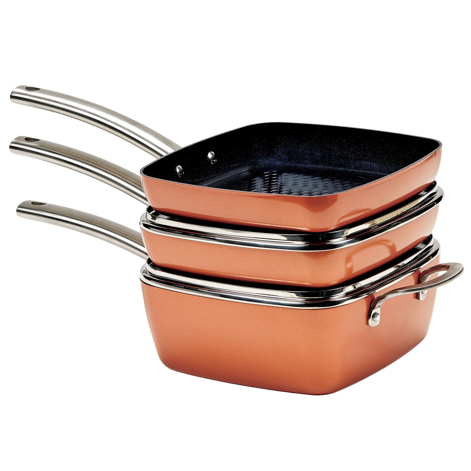 As Seen on TV Copper Chef 9.5 In. Copper Non-Stick Square Fry Pan with Lid