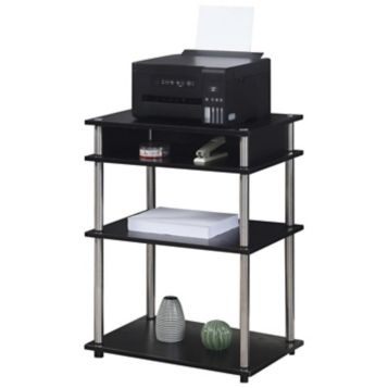 3-Shelf Mobile Home Office Caddy Printer Stand Cart in Black