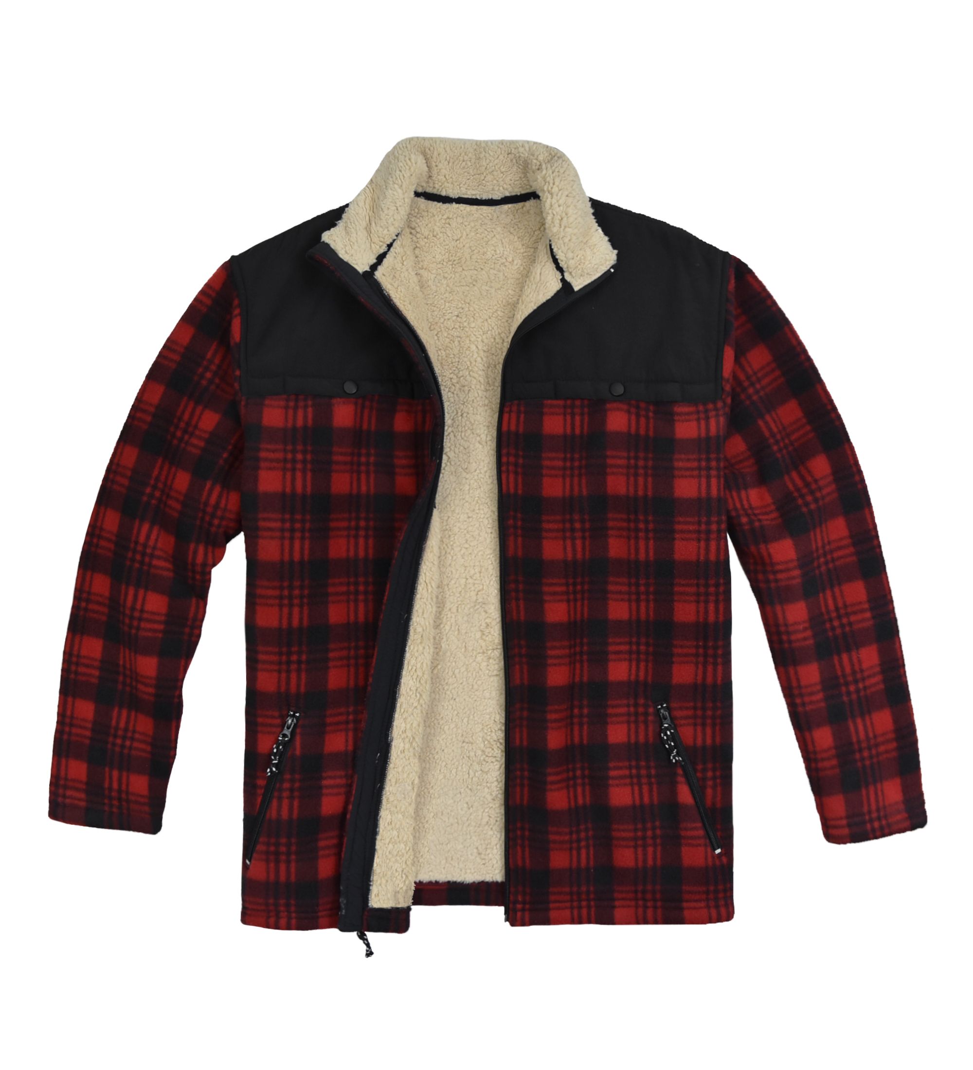 Men's Flannel Shirt Jacket Fleece Lined Plaid Coat Full Zip Hoodie Wint  Leisure