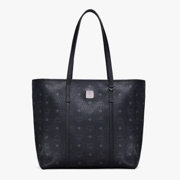 MCM Toni Visetos Shopper Tote Bag in Black