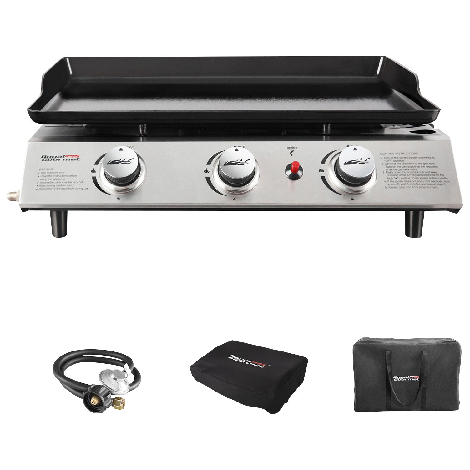 Royal Gourmet Portable 3-Burner Gas Griddle