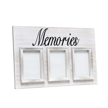 Elegant Designs 3 Photo Collage Frame 4x6 Picture Frame, White Wash  Family