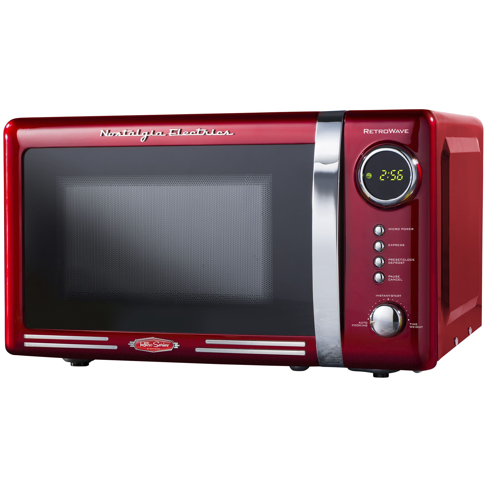 Fingerhut - Nostalgia Retro 0.7 Cu. Ft. 700-Watt Countertop Microwave Oven - Red