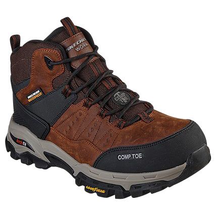 Skechers men's work 2025 boots summit leather tan