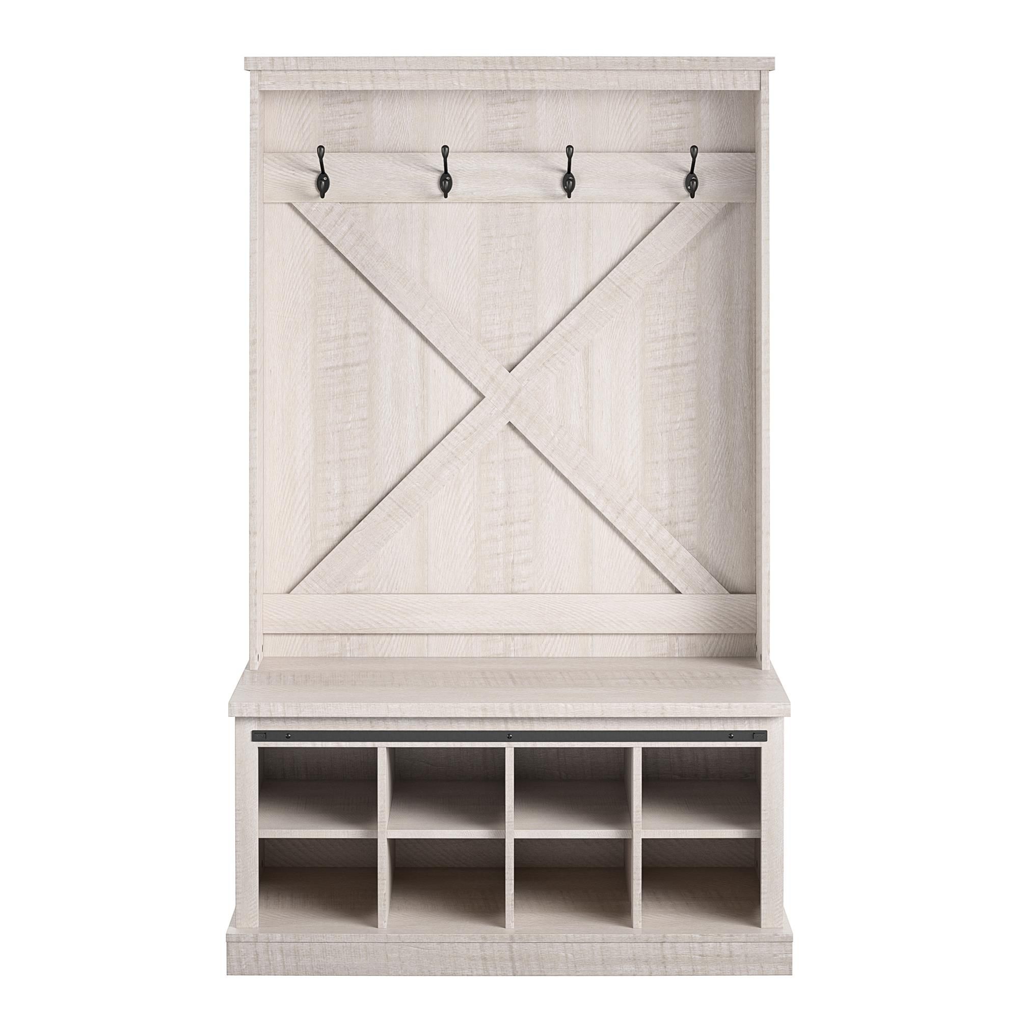 RiverRidge Home Amery 2-Tier Ladder Wall Shelf with Hooks - White