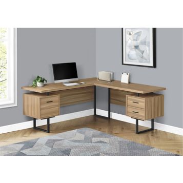 Monarch Specialties L-Shaped Computer Desk Brown