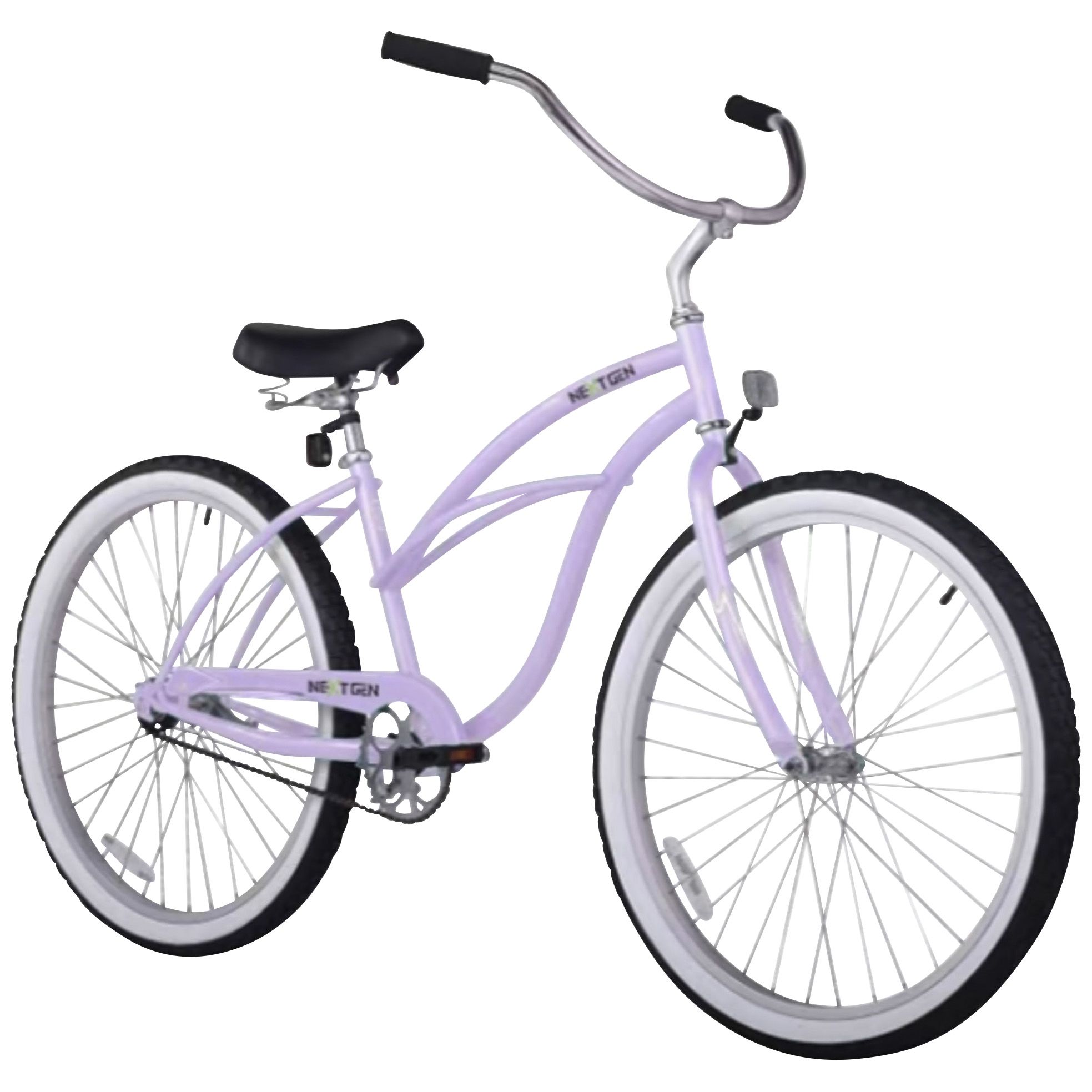 Purple cruiser cheap bike with basket