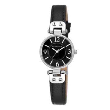 Anne klein watch black leather online strap