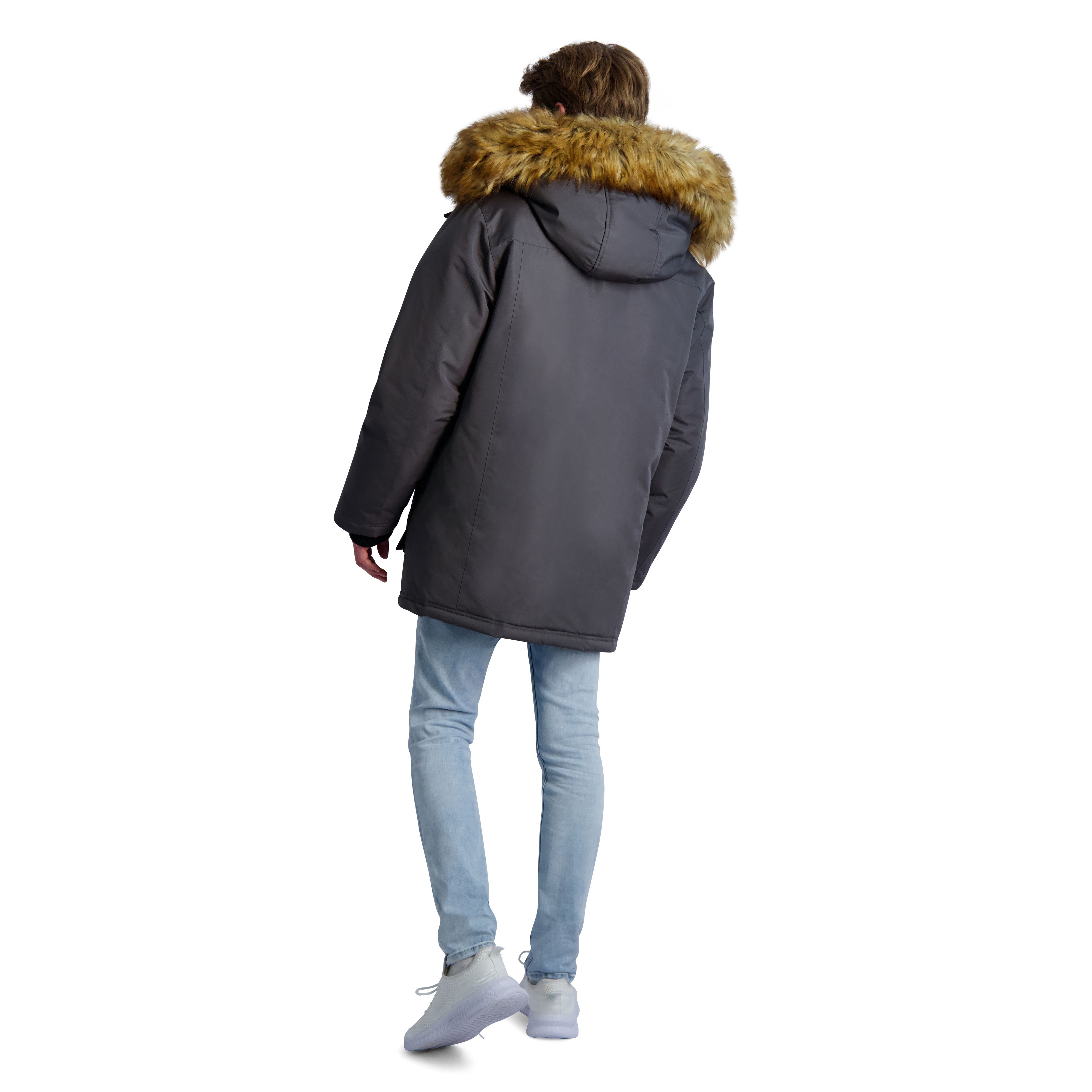 Canada weather gear men's fur trim hooded parka jacket hot sale