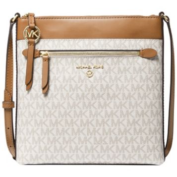 Fingerhut - Michael Kors Signature Dome Crossbody Bag – Vanilla/Acorn