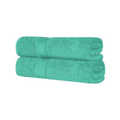 FRESHFOLDS Green Striped 100% Cotton Bath Towel (Set of 4