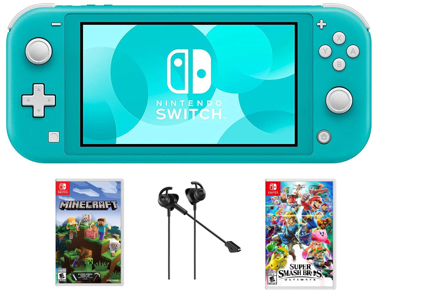 Nintendo Switch Lite (Blue) Gaming Console Bundle with Super Smash Bros 