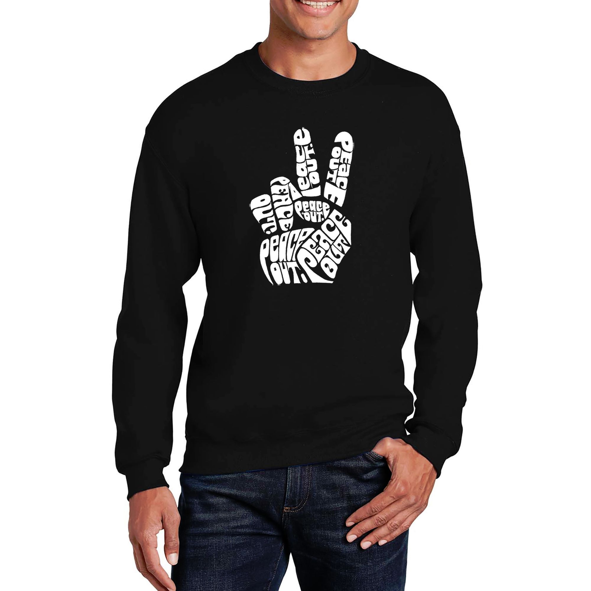 Fingerhut - Los Angeles Pop Art Men's Peace Out Word-Art Sweatshirt