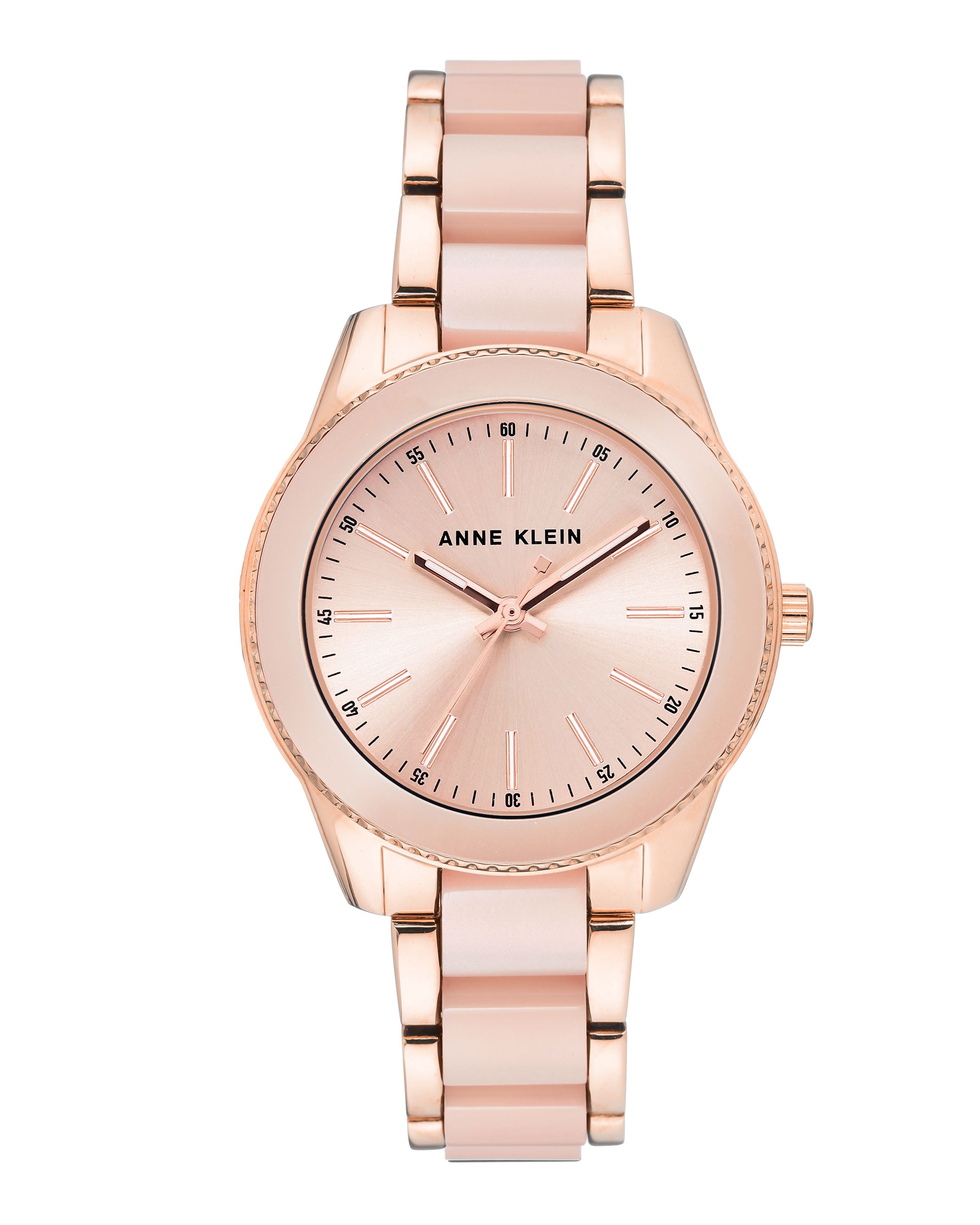 Fingerhut Anne Klein Women s Light Pink Dial Rose Goldtone Resin