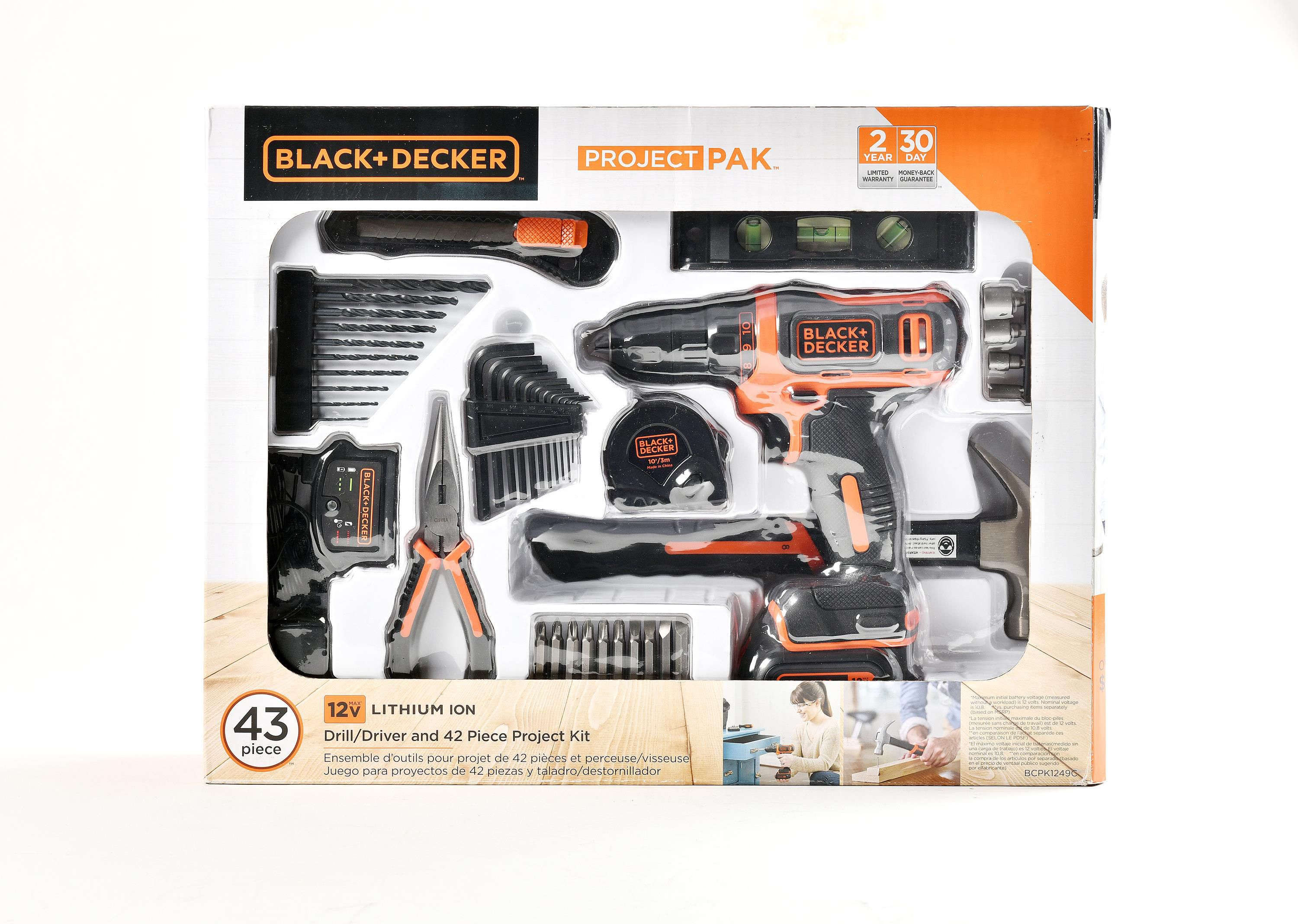 Fingerhut BLACK+DECKER 12V MAX Drill/Driver  42-Pc. Home Project Kit