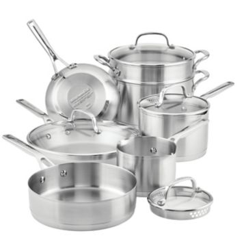 Fingerhut - KitchenAid 11-Pc. Stainless Steel and Aluminum Cookware Set