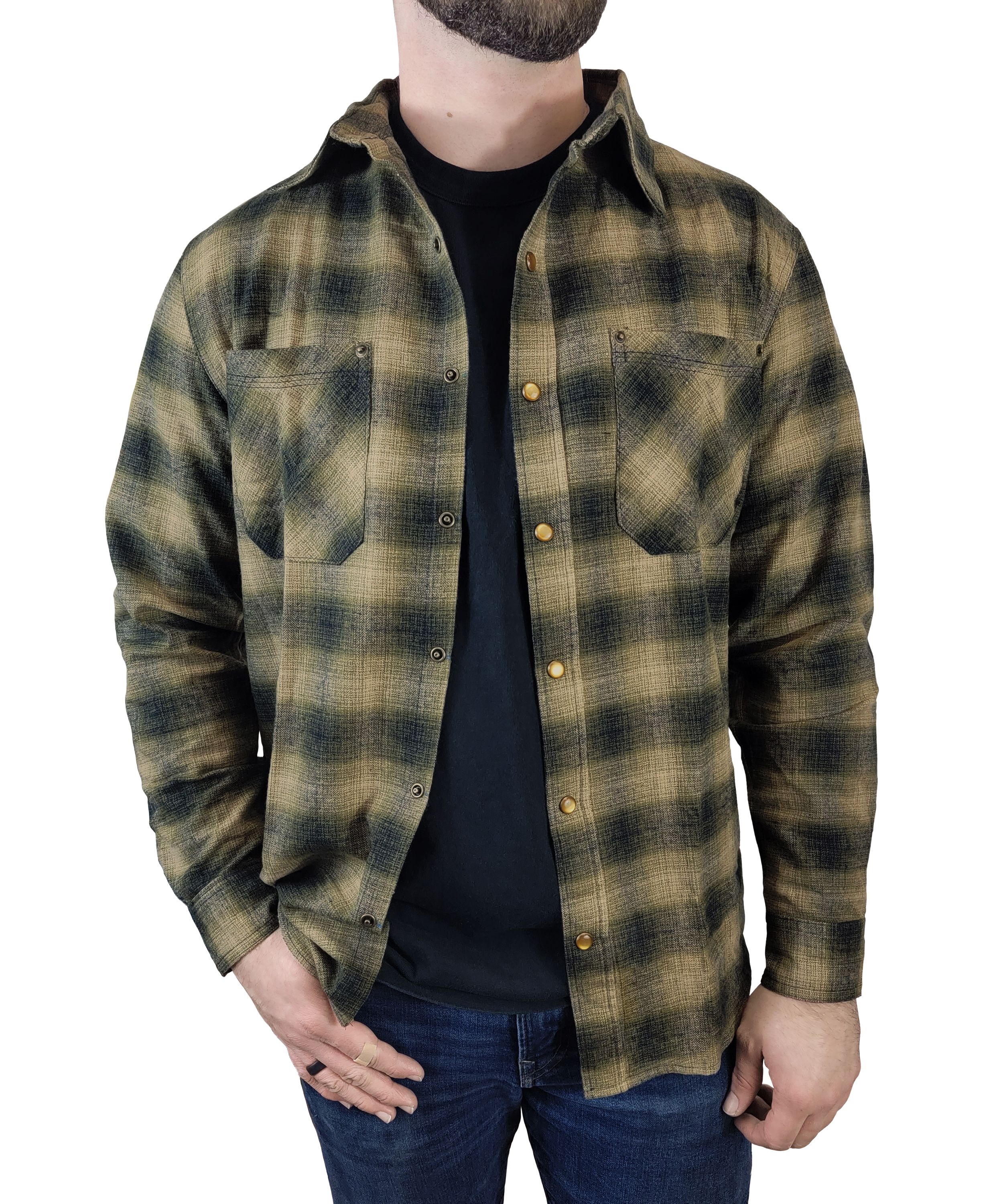 Flannel plaid long sleeve cotton shirt