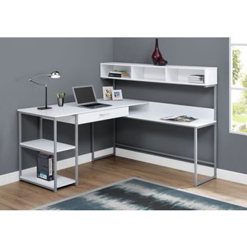 Monarch Specialties Computer Desk, White/Silver